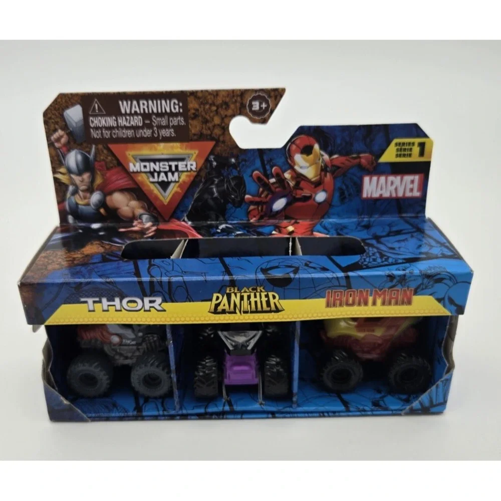 Monster Jam 2024 Marvel Mini Thor Black Panther Iron Man 1:87 Package Damage‎
